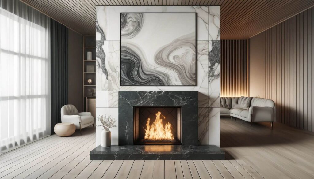 Two-toned marble design in your fireplace