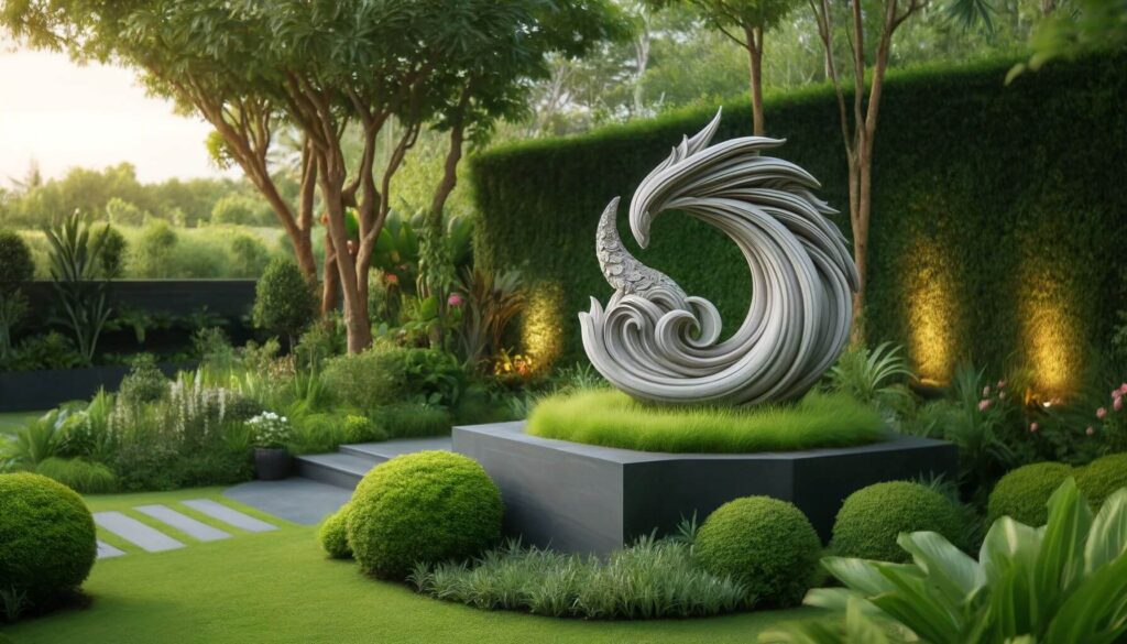 Unique sculpture in garden