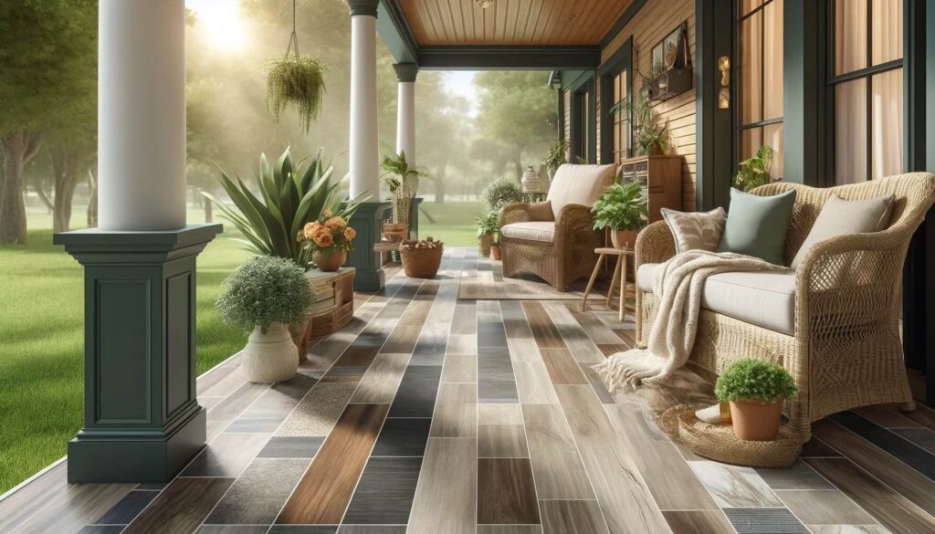 A porch with vinyl flooring water resistant
