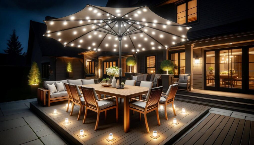 Attach LED lights to your patio umbrella for direct illumination