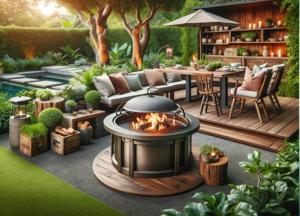Backyard Fire Pit with Cooking Features