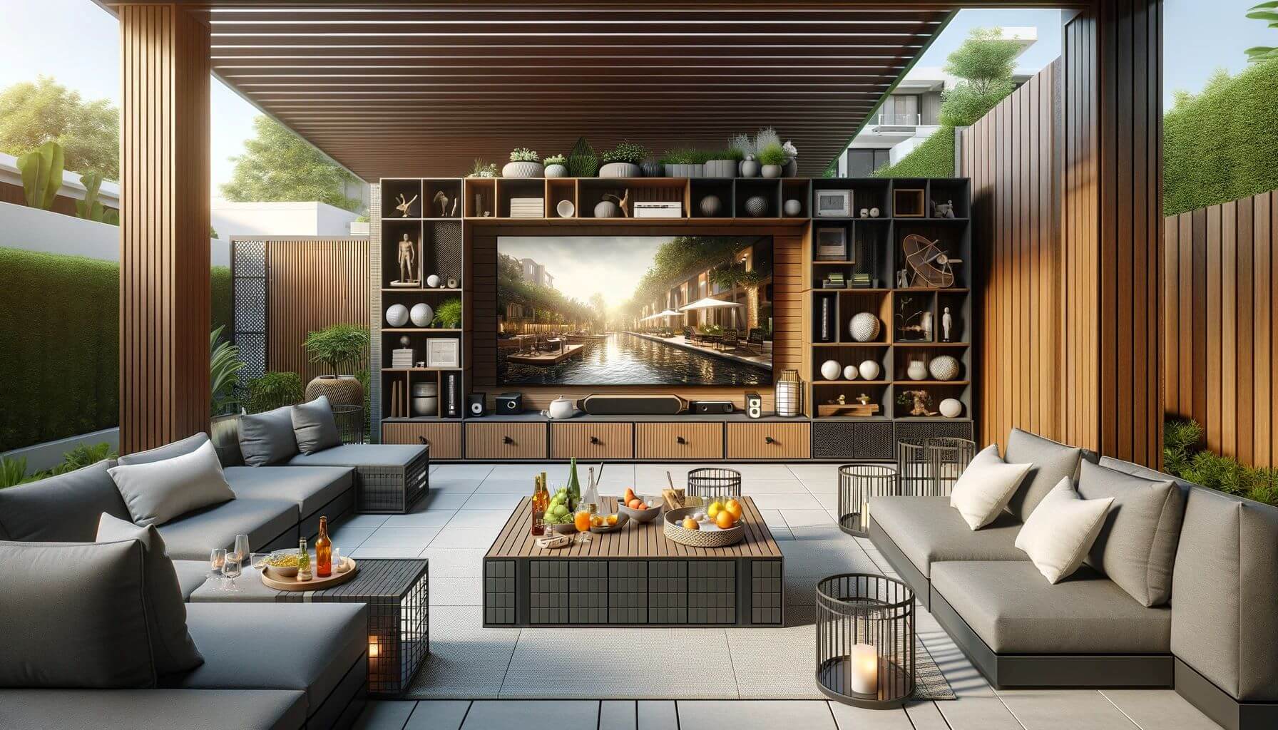 Configure modular units for a customizable entertainment space in your patio