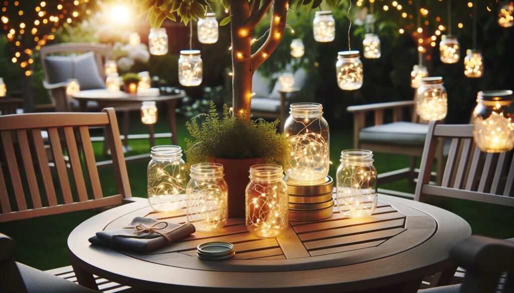Fill mason jars with battery-operated fairy lights
