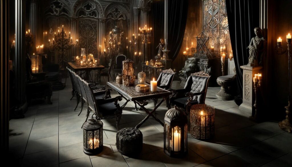 Furniture and Decor in a Gothic setting