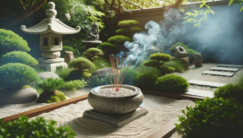 Incense Burner Corner in a zen garden