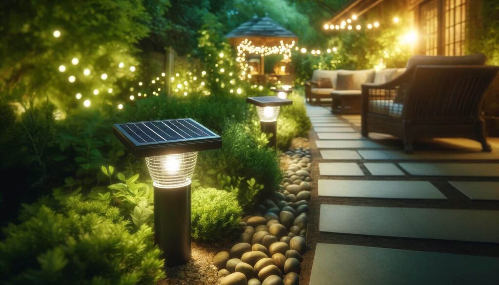 Line the walkways around your patio with solar-powered path lights