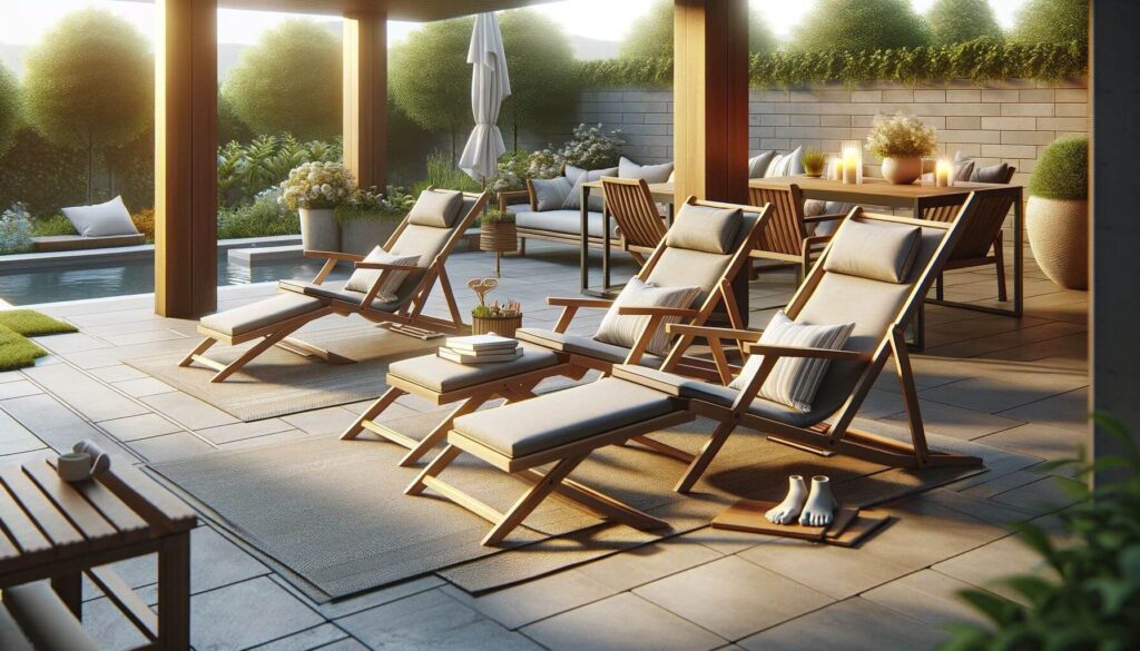 Offer extra comfort with deck chairs that include footrests