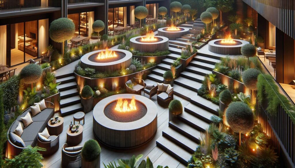 Outdoor Multilevel Fire Pits