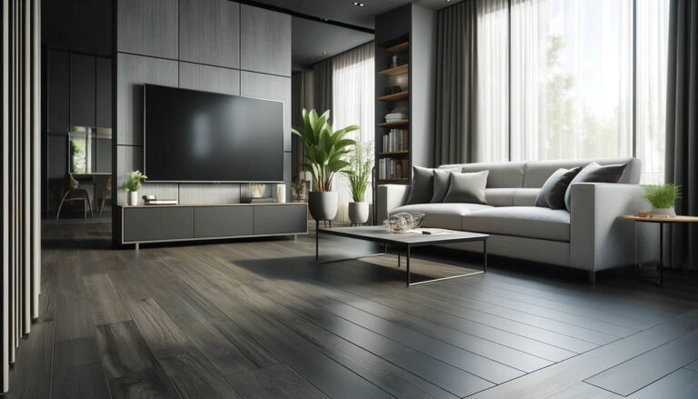 Pergo waterproof laminate flooring in a living room