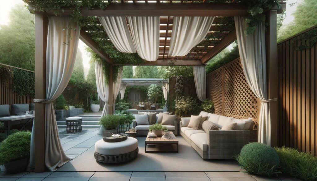 A Pergola Design for Terrace equipped with shade and privacy in an outdoor retreat