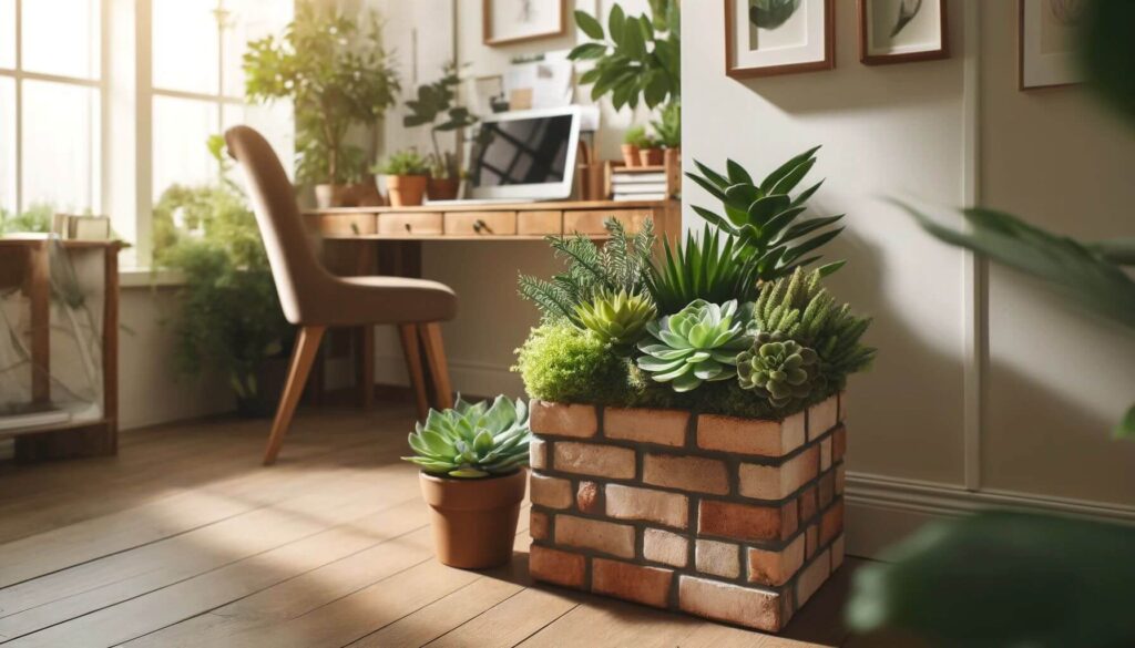 Brick planters bring a touch of rustic charm