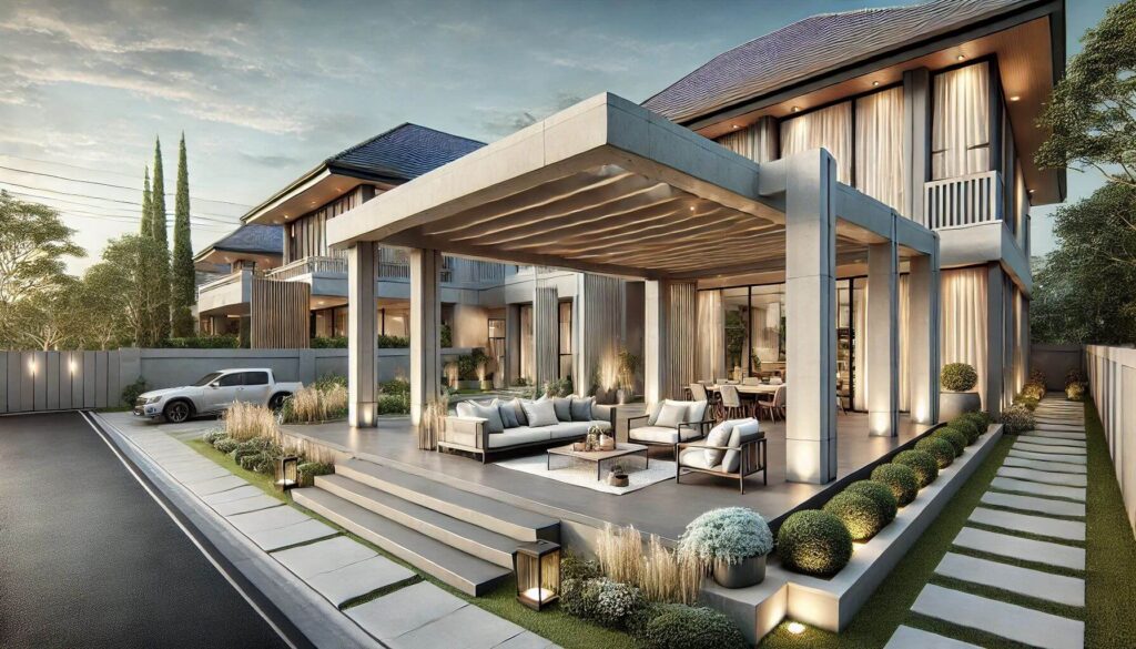 Concrete terrace pergola enhance home value