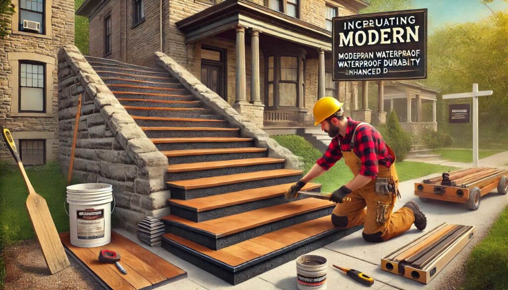 Incorporating Modern Materials in old front stairs