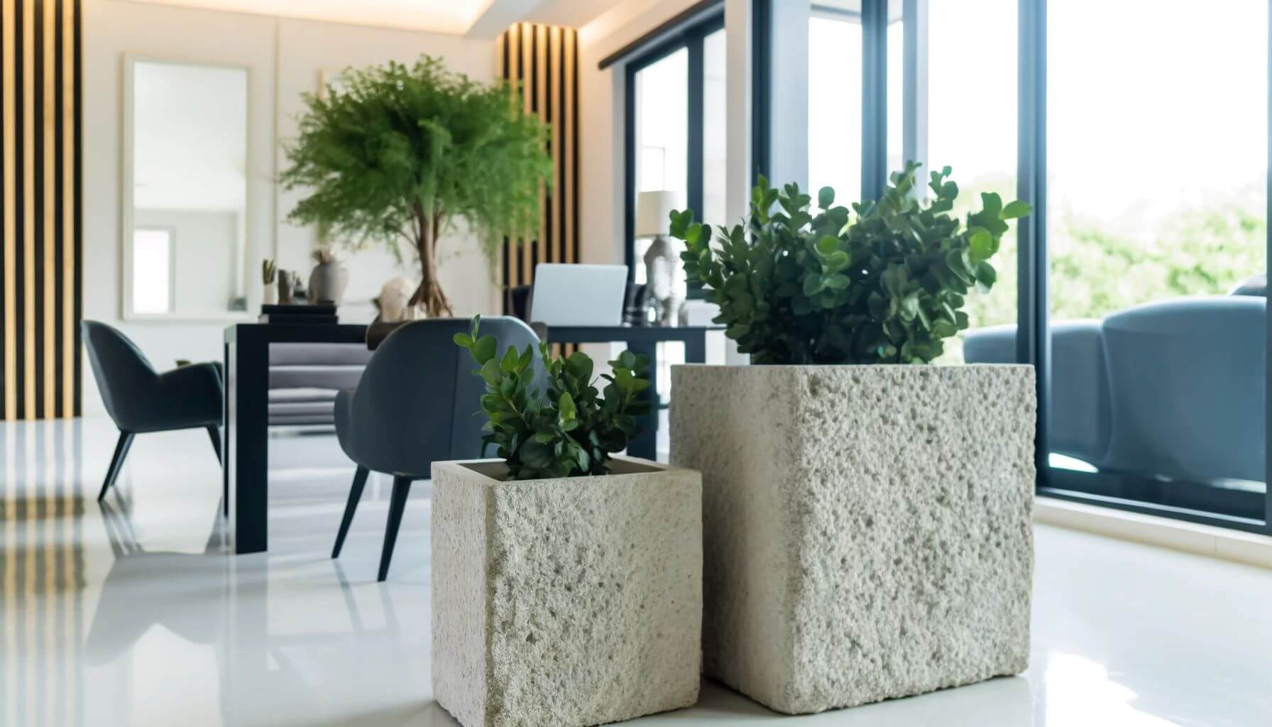 Masonry Planters for Bringing Nature into Your Home Office