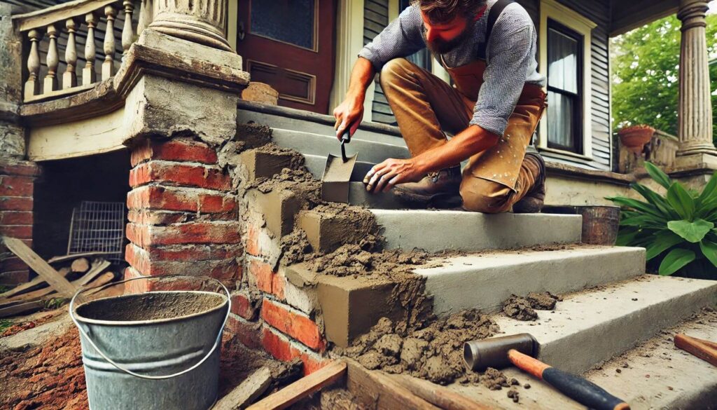 Repointing Mortar Joints of old front stairs