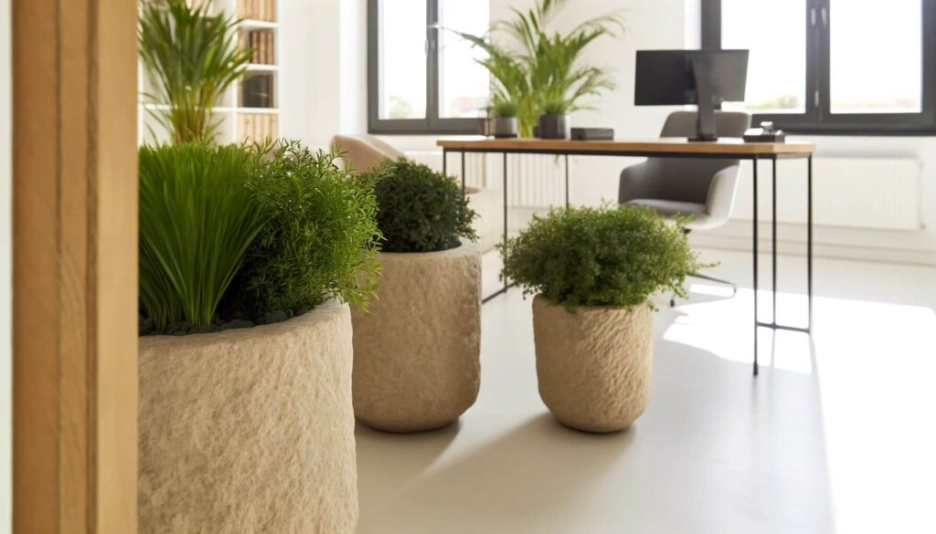 Stone planters offer a classic and durable option