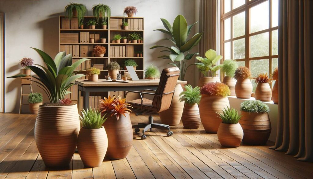 Terra cotta planters are a classic choice for home offices