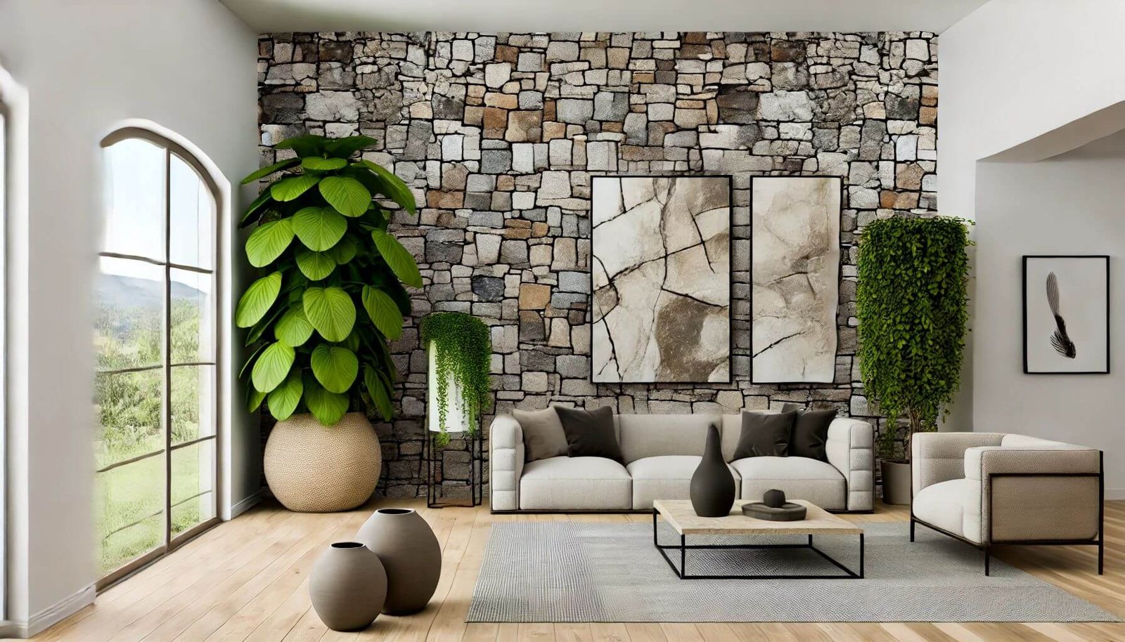 Interior stone wall design for living room: how to elevate your space