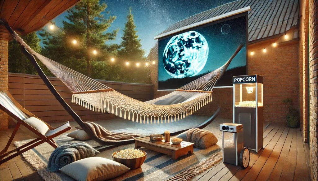 Hammock with Outdoor Movie Screen