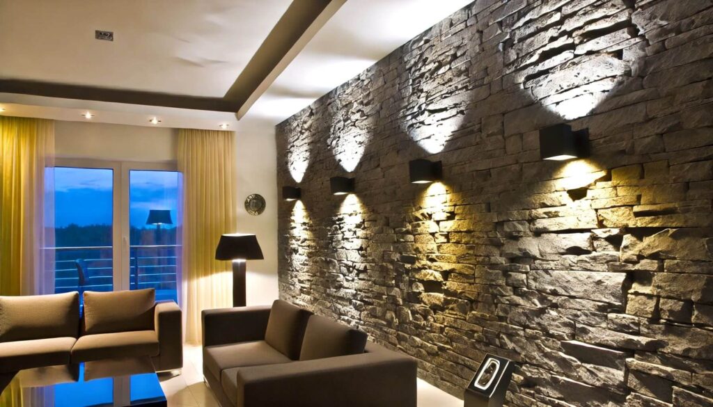 Lighting your stone accent wall.