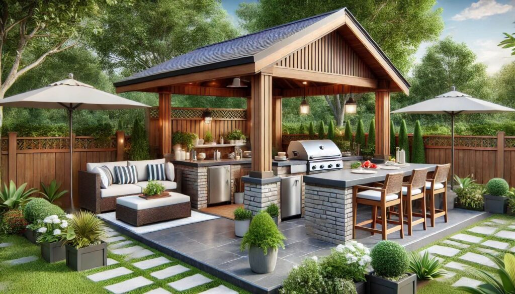 Outdoor Kitchen Pavilion in the backyard