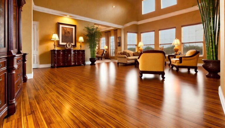 A luxurious home interior with Spanish Tiger Locking Solid Stranded Bamboo flooring