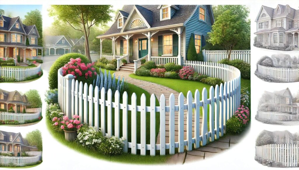 Curved picket fence