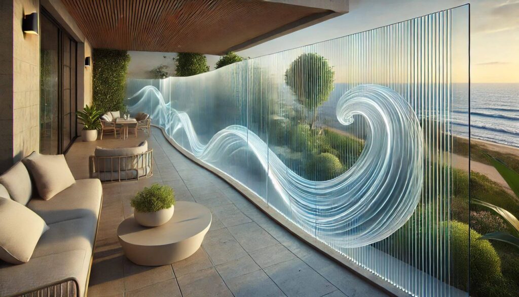 Flowing Glass Panels curved fence