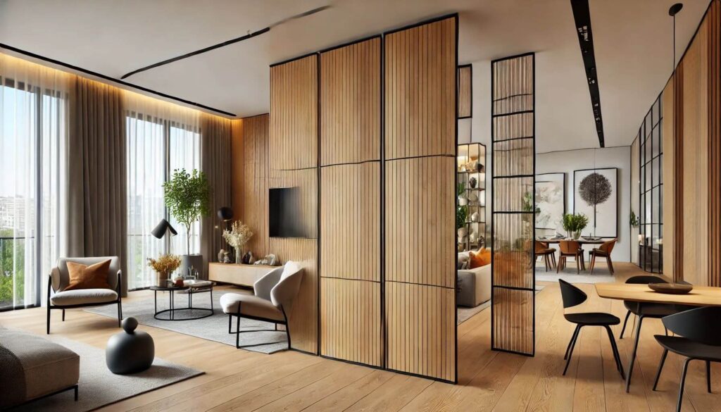 Living space innovative room dividers made from Foxtail Oak laminate