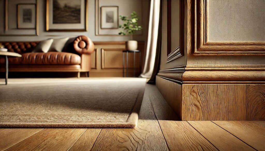 Natural oak baseboards For a seamless look that harmonizes with your Foxtail Oak laminate