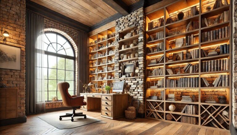 Stunning Masonry Bookcase for Home Office Library