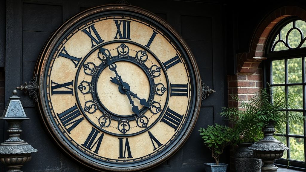 Gothic patio Look for a Victorian-style clock