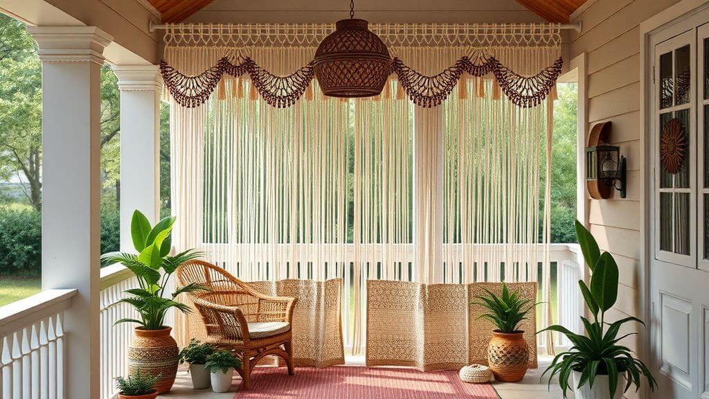 Macrame Curtains in porch bohemian style