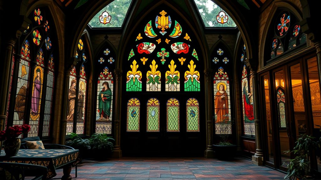 Stained glass is another iconic element of gothic architecture that you can incorporate into your patio design