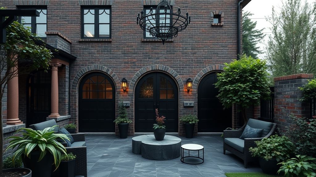 Foundation of any gothic-inspired patio is a dark color scheme