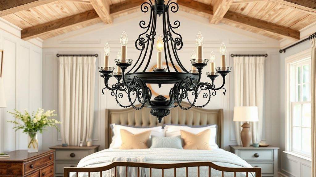 A wrought iron chandelier