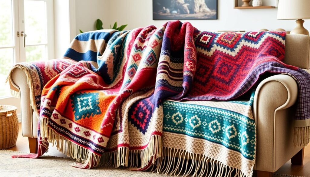 Artisan geometric throw blankets