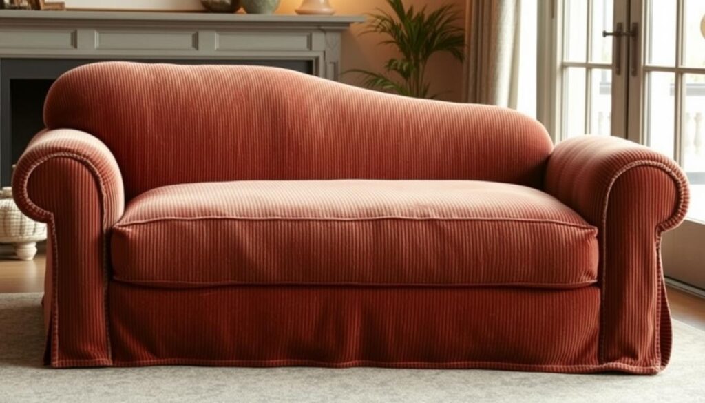 Corduroy fabric on oversized chaise lounge