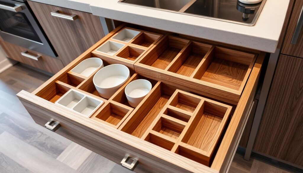 Customizable compartments in drawer organizer