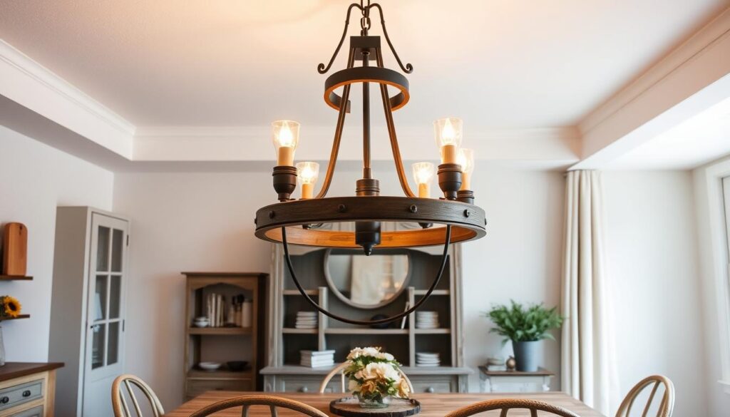 Farmhouse style dining room chandelier