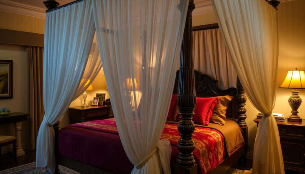 King-sized four poster bed