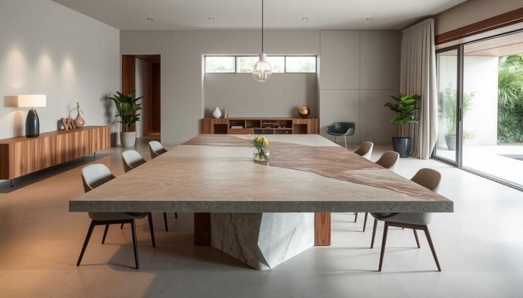 Large dining table sintered stone wood