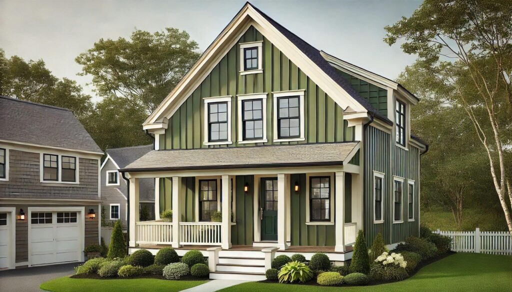 Olive Green Vertical Siding