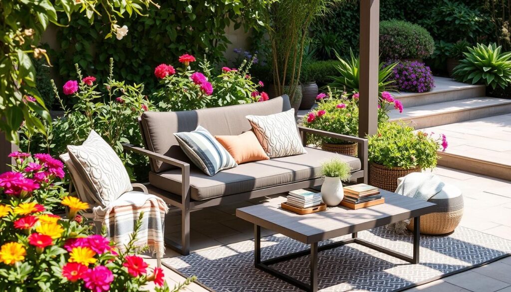 Outdoor space styling with daybed