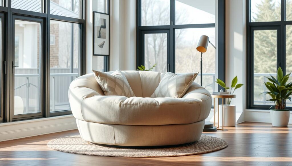 Oversized round swivel chair