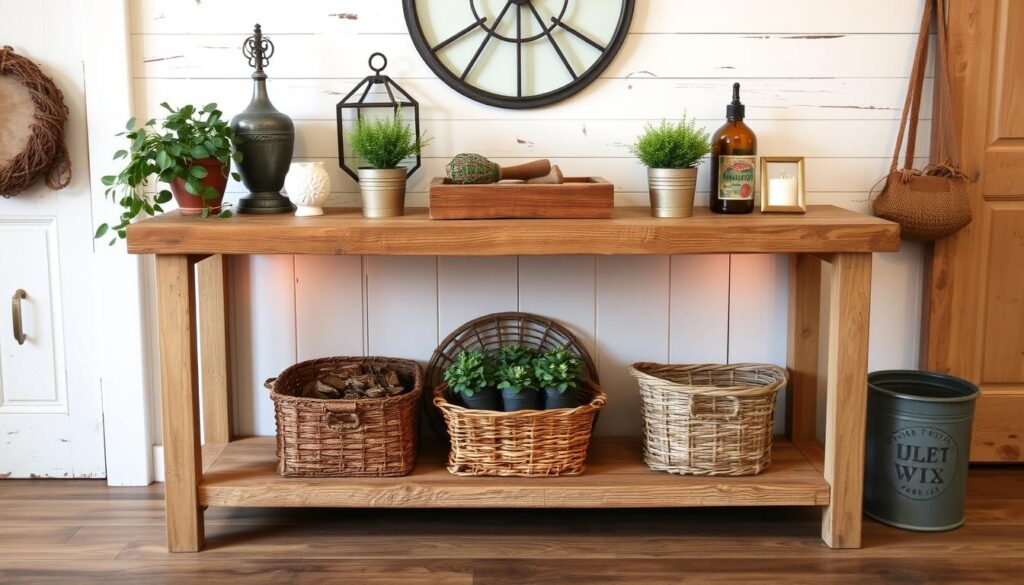 Rustic entryway console table selection