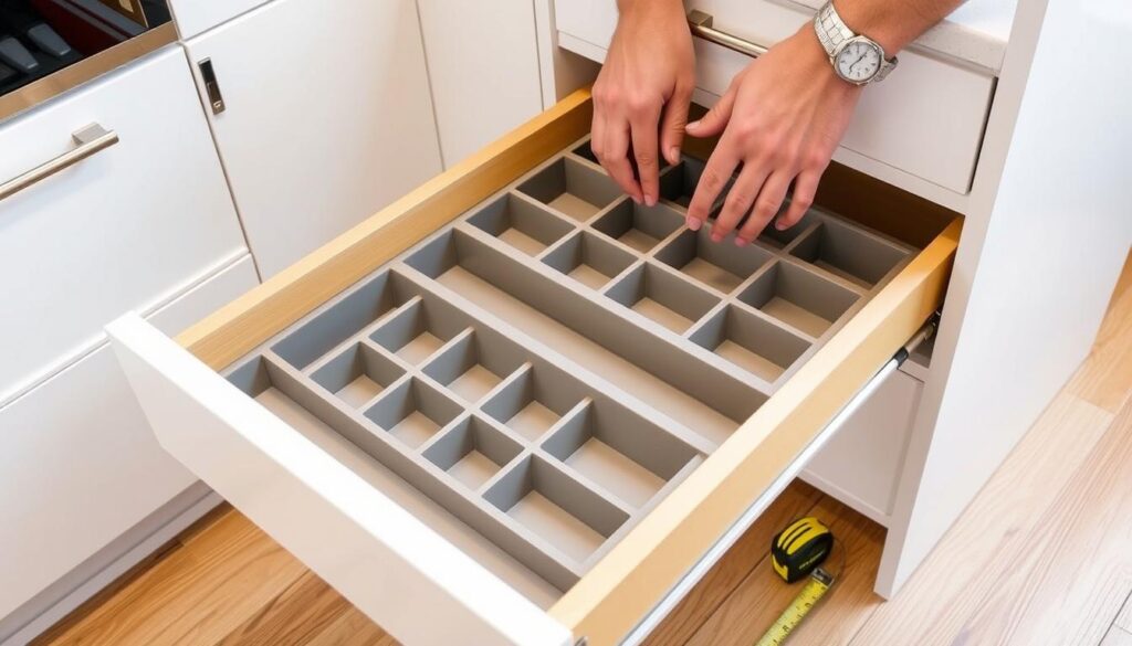 Sliding double decker insert drawer organizer installation