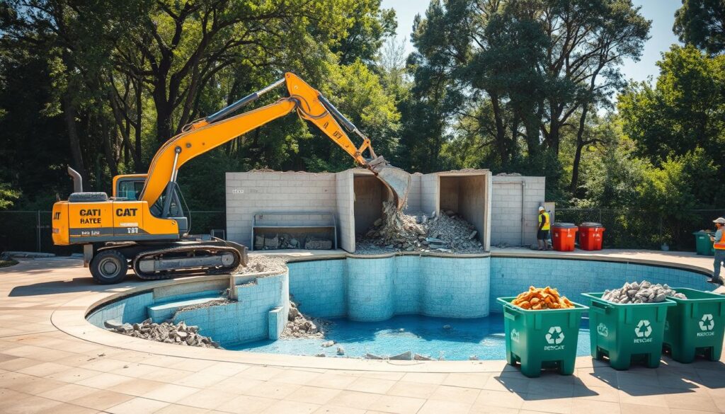 Swimming pool demolition recycling