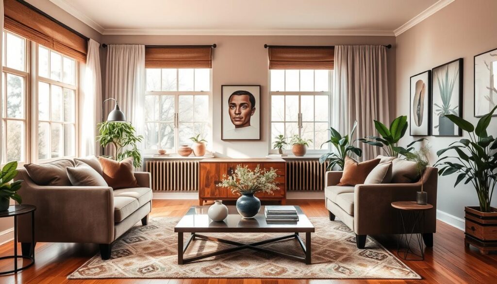 Taupe velvet chairs in living room