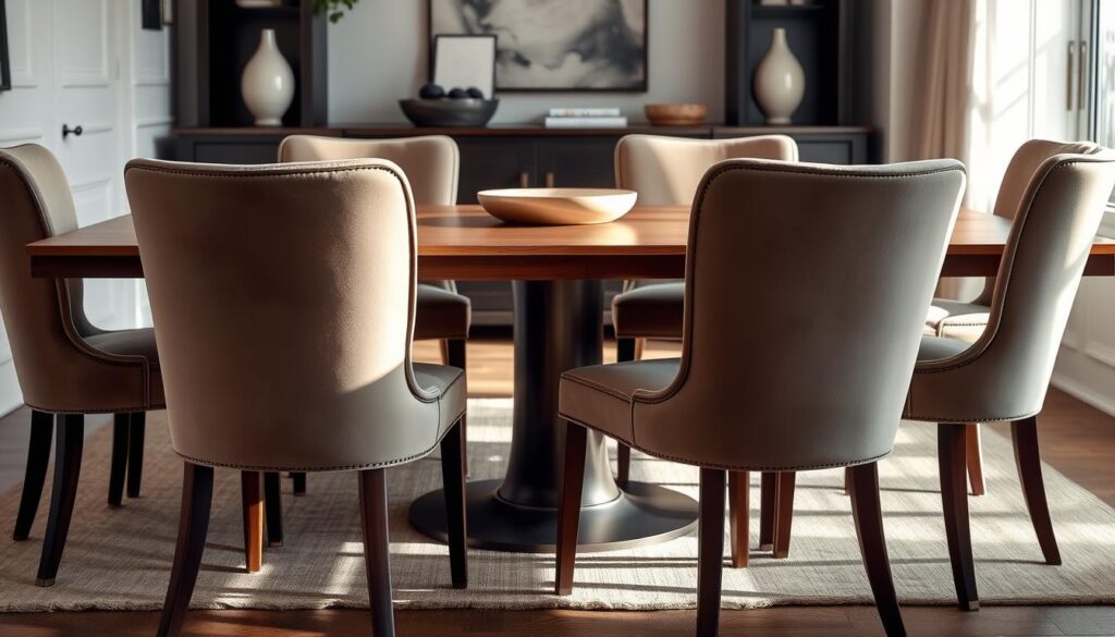 Taupe velvet dining chairs